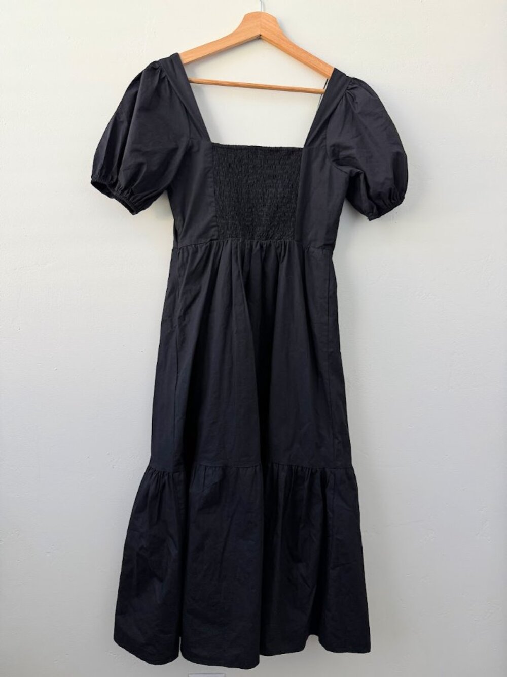 ASTR The Label Black Cotton Puff Sleeve Midi Dress Size S - Picture 3 of 12